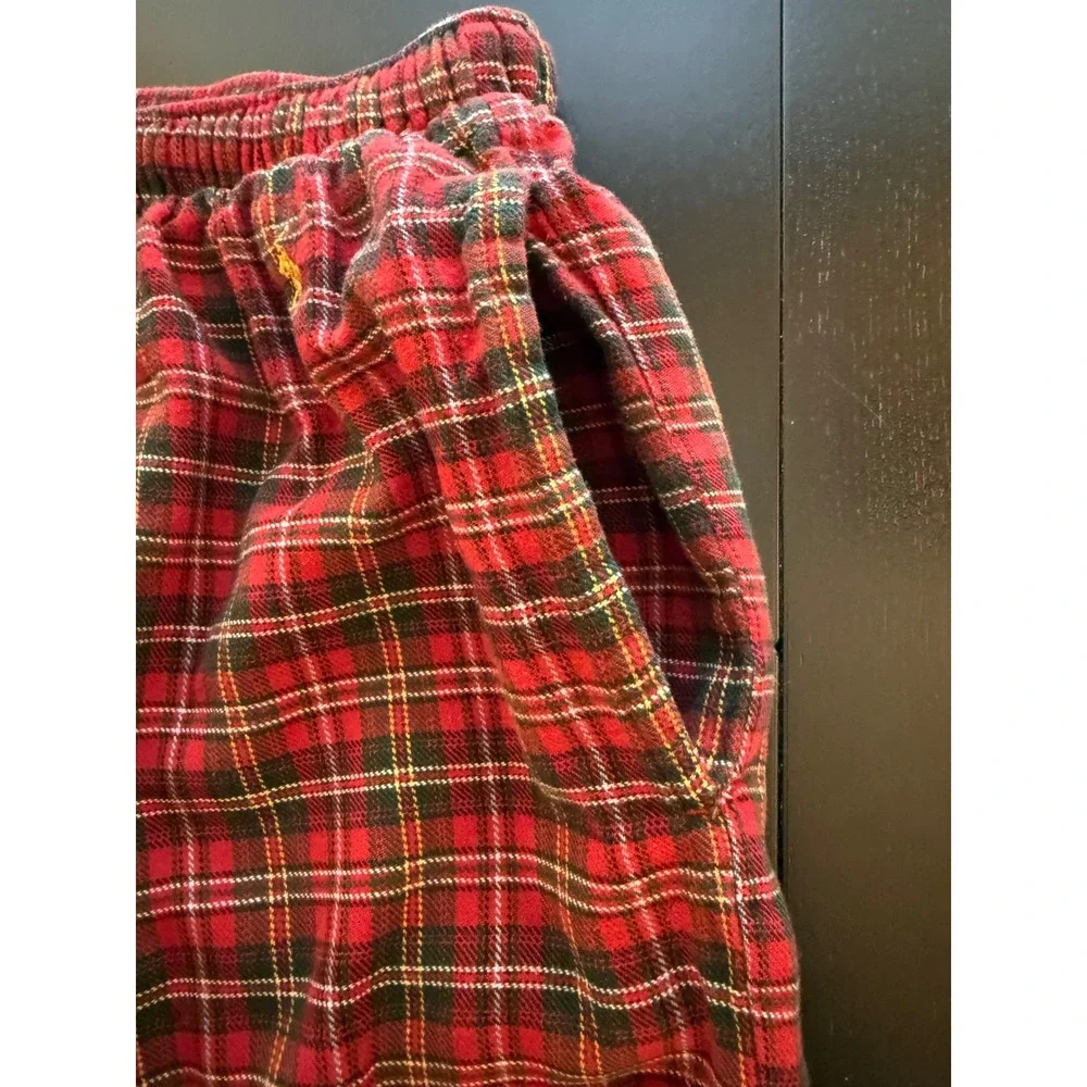 Ralph Lauren Polo Sleepwear Pajama Pants Mens L (36-38) Red Plaid Loungewear PJs